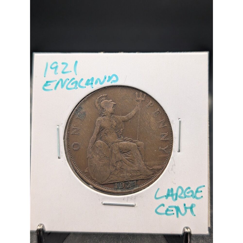 1921 Great Britain One Penny • King George V • Vintage UK Copper Coin